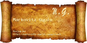 Markovitz Gyula névjegykártya